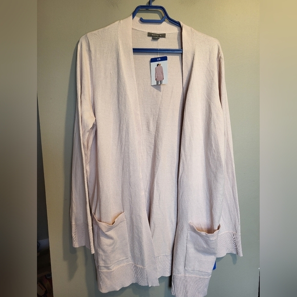 Matty M Women's Light Pink Cardigan Sweater, Size Large - Picture 2 of 5